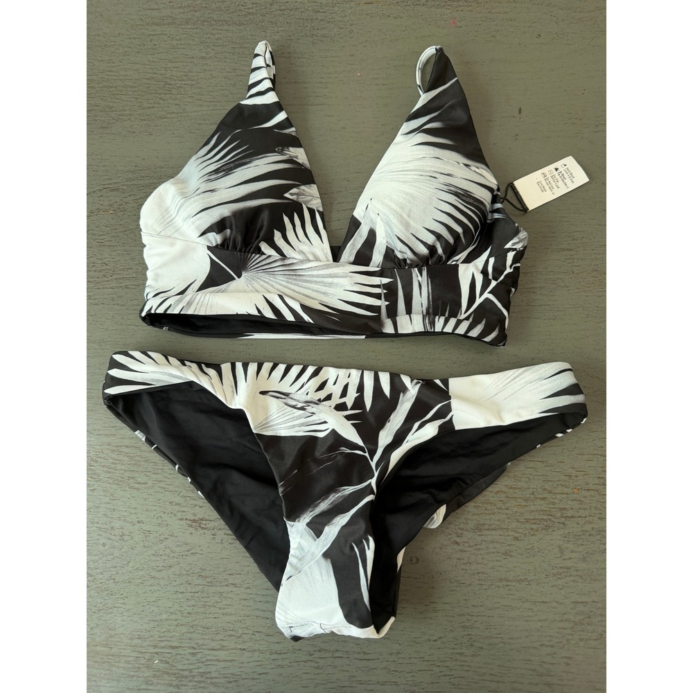 L Space Zebra Print High Waisted Bikini Bottoms Black White XS Cheeky Swimwear